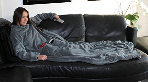 Brandsseller Puszysty koc do oglądania telewizji z rękawami, 150 x 180 - obrazek 2
