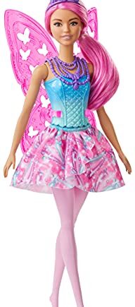 Barbie, Dreamtopia Lalka Wróżka (30 Cm) Z Różowymi Włosami, Skrzydełkami I Tiarą GJJ99