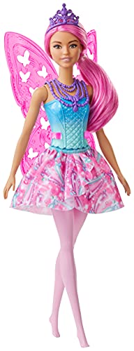 Barbie, Dreamtopia Lalka Wróżka (30 Cm) Z Różowymi Włosami, Skrzydełkami I Tiarą GJJ99