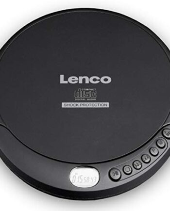 Lenco CD-Player CD-200 Discman mit LCD-Display - Batterie- und Netzfunktion - Hörbuchfunktion - Inklusive Stereo-Kopfhörer, H USB-Ladekabel Schwarz, mit Anti-Schock