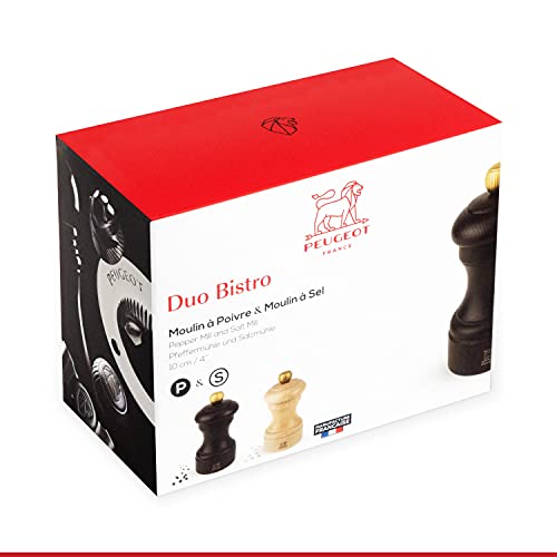 Peugeot Bistro Mühlen-Set Pfeffer/Salz, Klassische Mahlgradeinstellung, Höhe: 10 cm, Holz, Natur/Schwarz, 2/22594 - obrazek 3