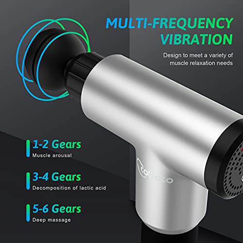 Rybozen Massagepistole, Masajeador de Tejido Profundo Recargable Inalámbrico,Tragbares Massagegerät Elektrische Deep Tissue Massage Gun (Silber) - obrazek 6