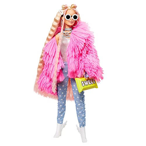Mattel - Barbie Extra Doll, Fluffy Pink Jacket - obrazek 3
