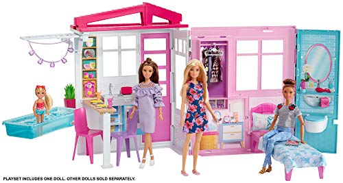 Barbie, Przytulny domek + Lalka, Przenośny parterowy domek dla lalek + - obrazek 3