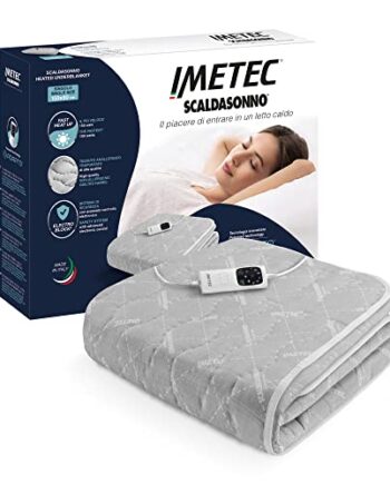 Imetec, Adapto, ogrzewacz do łóżka pojedynczego 150 x 80 cm, szybkie nagrzewanie, stała i spersonalizowana temperatura, antyalergiczna tkanina pikowana, sterowanie 6 temperaturami, Made in Italy