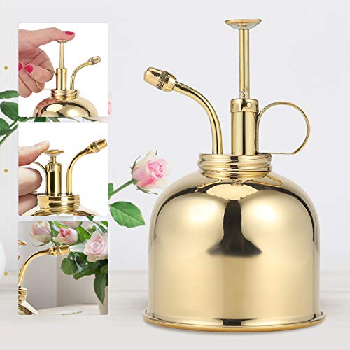 4YANG 300ml Retro Messing Gießkanne Vintage Kupfer Metall Gartenblumen Pflanzenbau Handwerk Gartentopf Werkzeug Sprühflasche Handbewässerungsausrüstung (Silber) (Gold) - obrazek 7