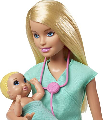 Barbie, Zestaw Do Zabawy Pediatra Z Lalką Blondynką, 2 Małymi Lalkami I Akcesoriami Do Zabawy GKH23 - obrazek 5