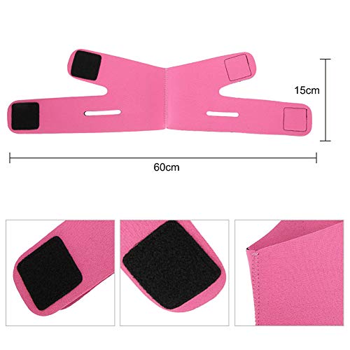 Gesicht Abnehmen Cheek Maske, V Face Line Gürtel Atmungs Kinn heben Anti Falten Schlafmaske Strap (Rose Red) - obrazek 3