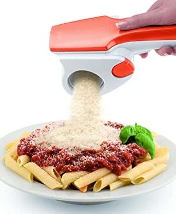 Ariete 447 Gratì 20 elektrische Reibe, wiederaufladbar, kabellos, lange Betriebszeit, für bis zu 1 kg Käse, Edelstahl-Rolle, raumsparend, Orange