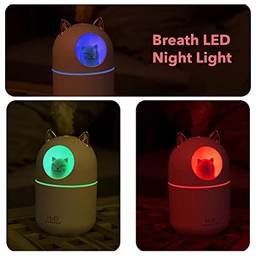 Kamenda Śliczny kotek fajny nawilżacz powietrza do domu kota nocne światło podstawowe powietrze do pokoju dziecięcego łatwy do czyszczenia cicha obsługa kolor różowy - obrazek 3