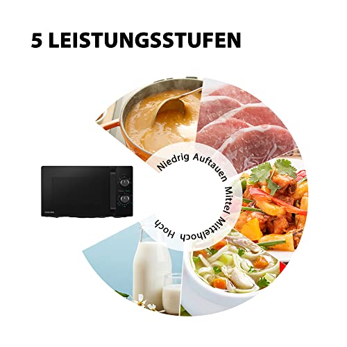 Toshiba MW2-MM20PF(BK) Mikrowelle/Solo-Mikrowelle / 20L / 800W / 5 Leistungsstufen mit praktischer Auftaufunktion/LED-Beleuchtung im Innenraum/Schwarz - obrazek 6