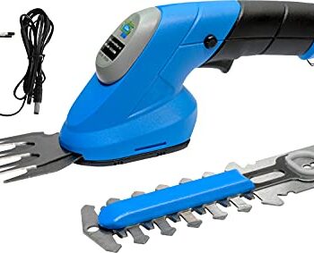 Güde 95506 Akku-Gartenpflege-Set GPS 3,6V-1.5 LI-Ion (werkzeugloses Umstecken zur Gras- oder Hecken-/Strauchschere), Blau