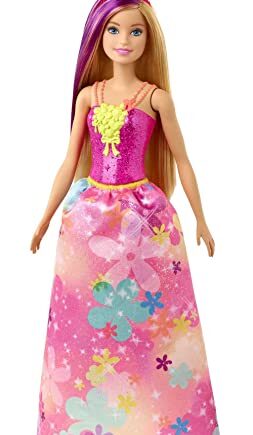 Barbie, Dreamtopia Lalka Księżniczka (30 Cm) Z Blond Włosami I Fioletowym Pasemkiem GJK13