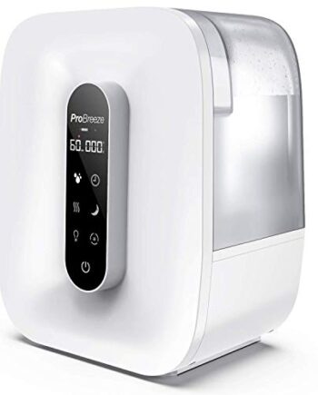Pro Breeze™ 5 6 l ultradźwiękowy nawilżacz powietrza z ciepłą/zimną parą – wyświetlacz LED  czujnik wilgotności  timer  automatyczne wyłączanie  lampka nocna  komora na olejki aromatyczne  dysza obrotowa 360° – do pomieszczeń o powierzchni do 70 m²