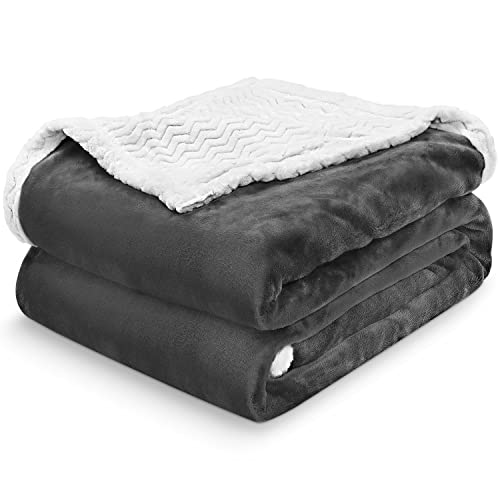RATEL dwuwarstwowy koc polarowy z mikrofibry, 460 g/m², ulepszona, miękka flanela, na podwójne łóżko, sofę i krzesła, wykwintna pościel, ciepły koc, przytulny, trwały, szary, 150 x 200 cm