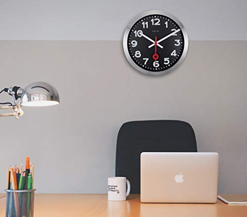 NeXtime Station Wanduhren, Metall und Kunststoff, Schwarz, Ø 35 cm - obrazek 2