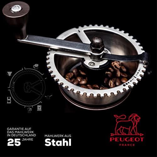 Peugeot Kaffeemühle Kronos 19 cm Schokolade I Hochwertige Kaffeemühle manuell aus robustem Edelstahl & Kunststoff I Kaffeezubehör I Hergestellt in Frankreich - obrazek 2