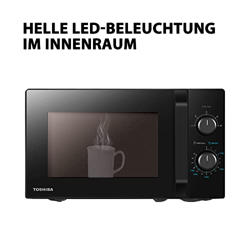 Toshiba MW2-MM20PF(BK) Mikrowelle/Solo-Mikrowelle / 20L / 800W / 5 Leistungsstufen mit praktischer Auftaufunktion/LED-Beleuchtung im Innenraum/Schwarz - obrazek 4