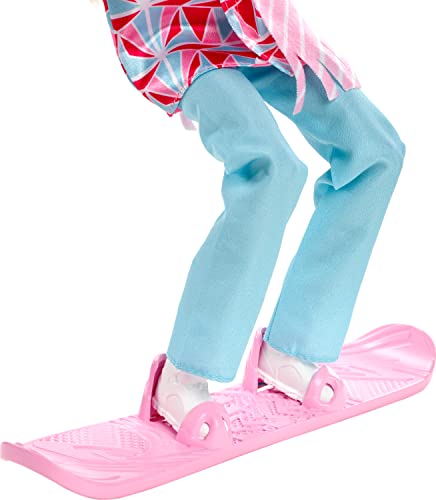 Barbie Sporty zimowe Snowboardzistka Lalka blondynka (30 cm) z kurtką, - obrazek 4