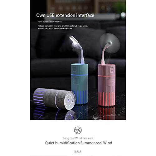 Kafei 2 w 1 Cool Mist nawilżacz powietrza do samochodu biura sypialni domu 2 tryby mgły 7 diod LED lampka nocna oczyszczacz powietrza różowy - obrazek 3