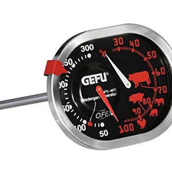 GEFU 21800 Messimo Braten- und Ofenthermometer 3 in 1 aus Edelstahl für Backofen & Grill - Bratenthermometer für Fleisch