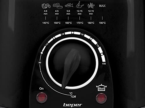 BEPER P101FRI100 Elektrische Fritteuse 1L, 850-950W, abnehmbarer Stahlkorb, Deckel mit Bullau, abnehmbarer Filter waschbar, Temperatur einstellbar, rutschfeste Füße, Schwarz - obrazek 9