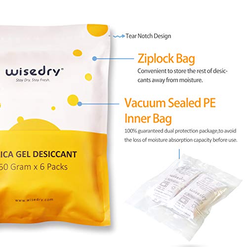wisedry Odnawialne saszetki z żelem krzemionkowym 50 g (6 opakowań), p - obrazek 4