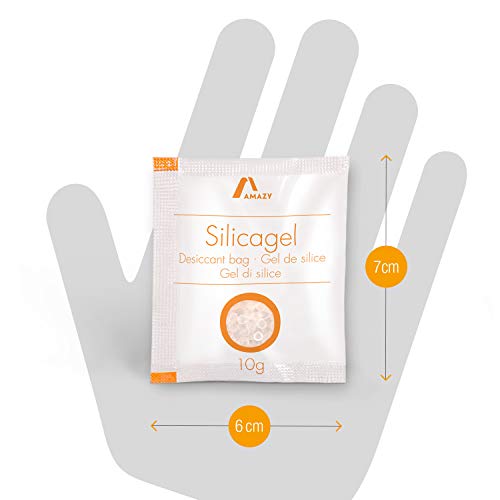 Amazy Silikonowy woreczek żelowy (40 x 10 g) w zestawie z woreczkiem jutowym i kulkami wskaźnikowymi – zapakowany próżniowo żel krzemionkowy jako środek osuszający (regenerujący) do wiązania wilgoci – chroni przed wilgocią i mufką - obrazek 5