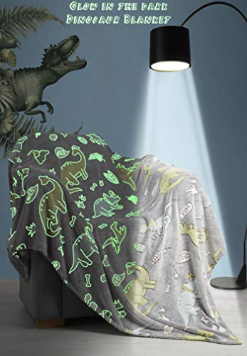 CityComfort Koc z dinozaura, przytulny i dekoracyjny koc flanelowy dla dzieci, koc z polaru Sherpa, ciepły polar, wspaniały prezent dla miłośników dinozaura - obrazek 7