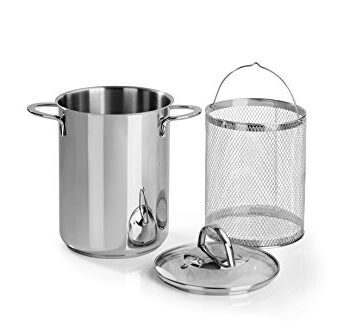 Barazzoni 487051016 Kochtopf für Gemüse mit Korb, Edelstahl, Grau, 23.1 x 31.5 x 15.5 cm