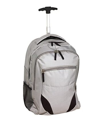 Plecak na kółkach szary Daypack z wyściełaną kieszenią na laptopa 34 x 52 x 28 cm plecak z 2 bocznymi kieszeniami z siatki