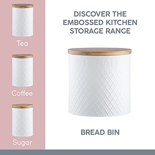 Typhoon weiß geprägt Tee Kaffee Zucker-Set Kanister Brotkasten Brottopf Bread Bin - obrazek 5