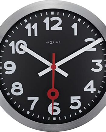 NeXtime Station Wanduhren, Metall und Kunststoff, Schwarz, Ø 35 cm