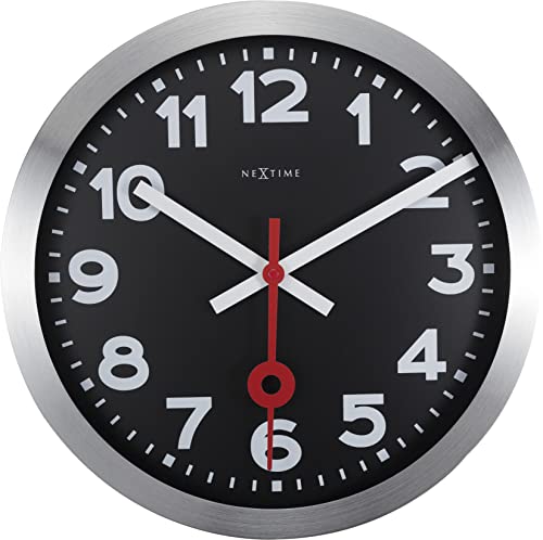 NeXtime Station Wanduhren, Metall und Kunststoff, Schwarz, Ø 35 cm