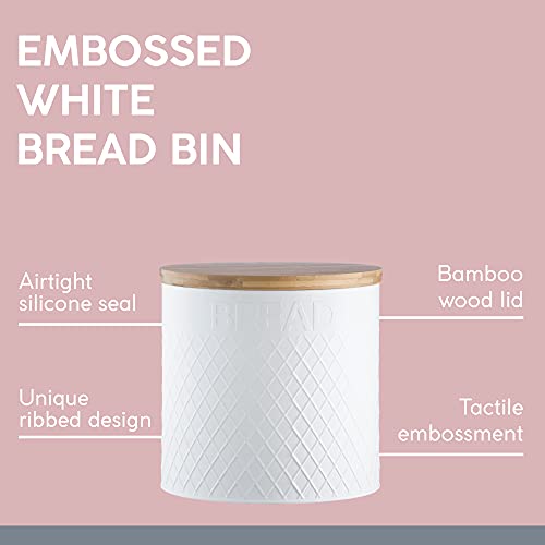 Typhoon weiß geprägt Tee Kaffee Zucker-Set Kanister Brotkasten Brottopf Bread Bin - obrazek 7