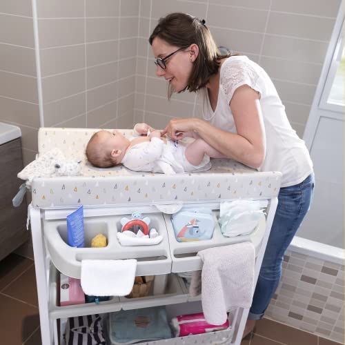 Bebeconfort Dolphy, komoda kąpielowa z przewijakiem, mobilna wanienka z przewijakiem 2 w 1, od narodzin do 12 miesięcy, 0–11 kg, Warm Grey - obrazek 3