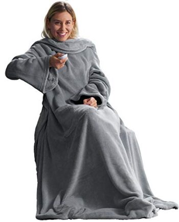 CelinaTex koc telewizyjny z rękawami i kieszenią na stopy koc puszysty