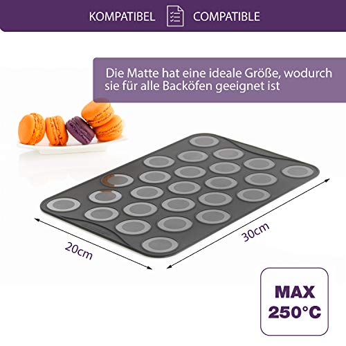 Mastard Macarones Backblech 2er Set - 25 Vertiefungen - ausfüllbarer Rand - geeignet für alle Backöfen - glatte Rückseite für Backen von Baiser, Brandteig, Plätzchen, Keksen, etc. - obrazek 4