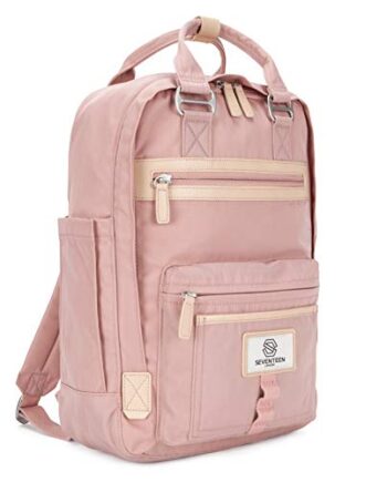 SEVENTEEN LONDON – Nowoczesny, prosty i unisex plecak „Wimbledon” w kolorze różowym z klasycznym designem w skandynawskim stylu – idealny do 13-calowych laptopów