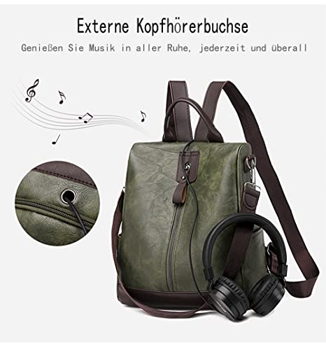 GLÜCKZEI Plecak damski, plecak antykradzieżowy, wielofunkcyjna torba na ramię, tornister szkolny - obrazek 2