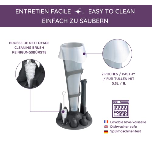 Mastrad F38201 Spritzbeutel-Set - Spritztüllen Gebäckpresse für Macarons und anderes Spritzgebäck - Dekorierflasche zum Befüllen von Brandteig und Dekorieren von Muffin, Cupcake, Kuchen, Torte etc. - obrazek 8