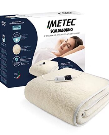 Imetec Adapto Wärmeunterbett, 150 x 80 cm, schnelle Erwärmung, konstante und individuelle Temperatur, 100 Prozent Wolle und Merinowolle, rutschfestes Gewebe, Steuerung mit 6 Temperaturen