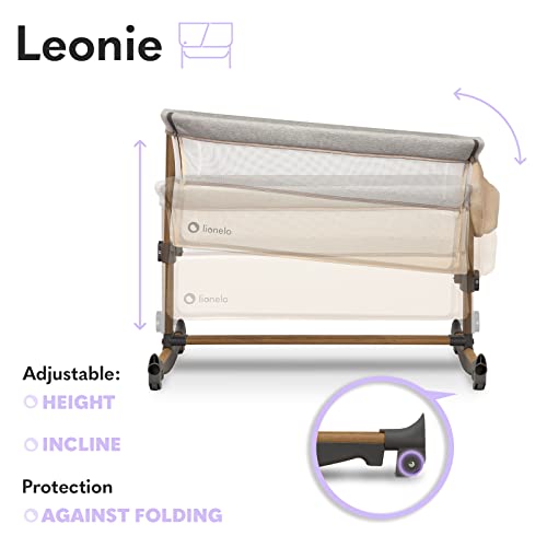 LIONELO Leonie łóżeczko dostawne i turystyczne, regulowana wysokość, wysokiej jakości materac, zwijana ścianka boczna, torba transportowa w zestawie, modny design - obrazek 7