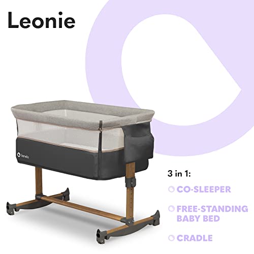 LIONELO Leonie łóżeczko dostawne i turystyczne, regulowana wysokość, wysokiej jakości materac, zwijana ścianka boczna, torba transportowa w zestawie, modny design - obrazek 8