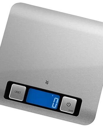 WMF Digitale Küchenwaage Backwaage Haushaltswaage silber Cromargan Edelstahl rostfrei grammgenau hohe Präzision 5kg Maximalgewicht