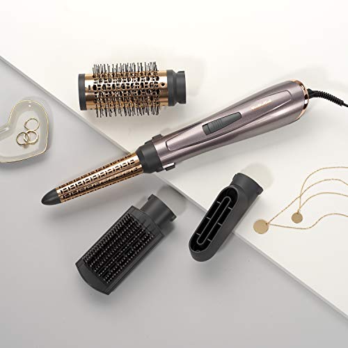 BaByliss Air Style 1000 Warmluftbürste mit Ionen-Technologie, 4 Aufsätze zum Trocknen, Stylen und Locken, AS136E, 1 Stück (1er Pack), Silber-Roségold - obrazek 3
