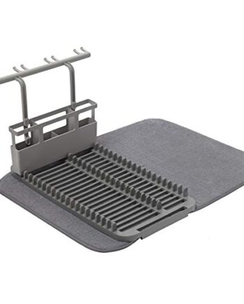 Umbra Udry Geschirr Abtropfgestell und Mikrofaser Abtropfmatte - Faltbar, Platzsparend und Leicht Verstaubar, 60 x 45 cm