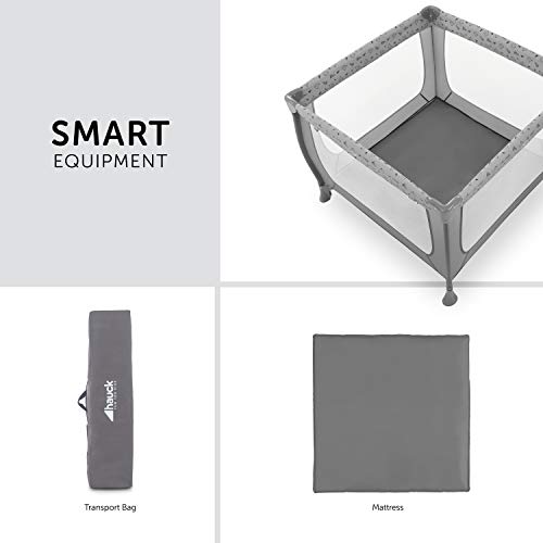 Hauck Sleep N Play SQ, lekki 3-częściowy, kwadratowy kojec dla niemowlaka, łóżeczko turystyczne ze składanym dnem i torbą, powierzchnia leżąca 90 x 90 cm, składane i przenośne - obrazek 4