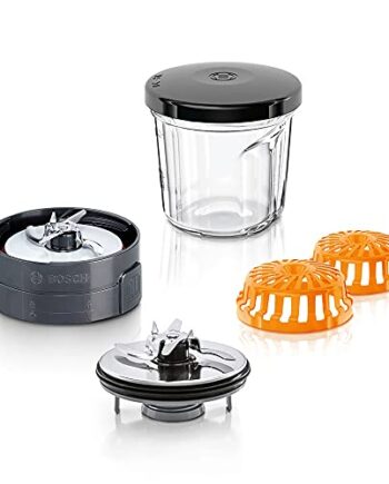 Bosch Zestaw rozdrabniaczy MUZ45XCG1 3 w 1, pojemnik szklany, nóż do siekania, nóż do mieszania, nóż do mielenia, czarny, do MUMX, MUM5, MUM4, MUM seria 2