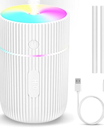 Kweey kolorowy nawilżacz powietrza  mini USB  ultradźwiękowy nawilżacz z 7 kolorami świateł oddechowych  automatyczne wyłączanie  2 tryby mgiełki  do samochodu  biura  sypialni (biały)